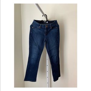 LOFT Petite Flare Crop Jeans in Vivid Dark Indigo